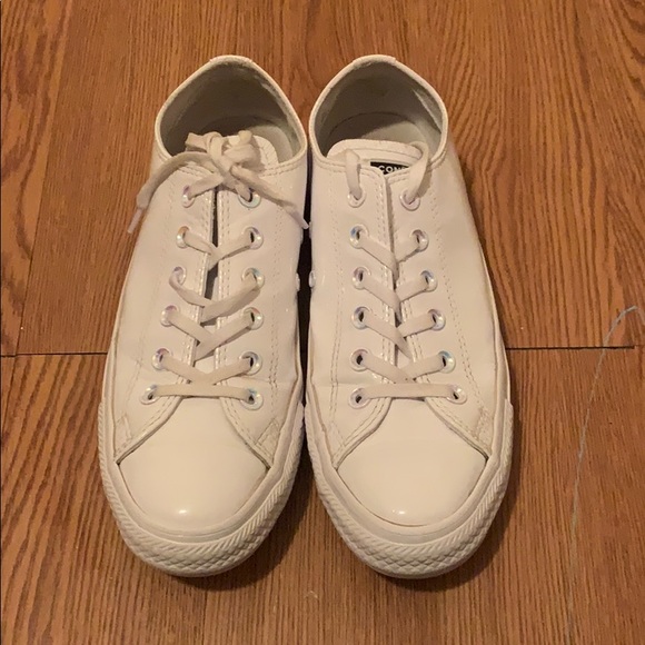white shiny converse
